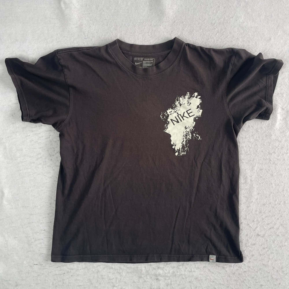 Nike Swim T-Shirt Mens XL Brown Splatter Graphic Short Sleeve Cotton Tee - Picture 1 of 6